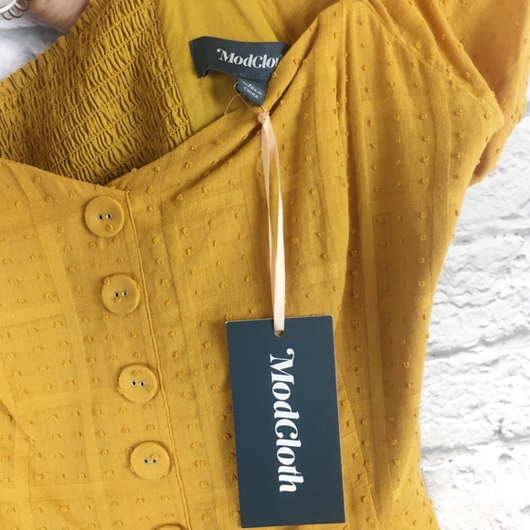 ModCloth NWT Puff Sleeve Fit & Flare Dress Size L - Picture 6 of 8